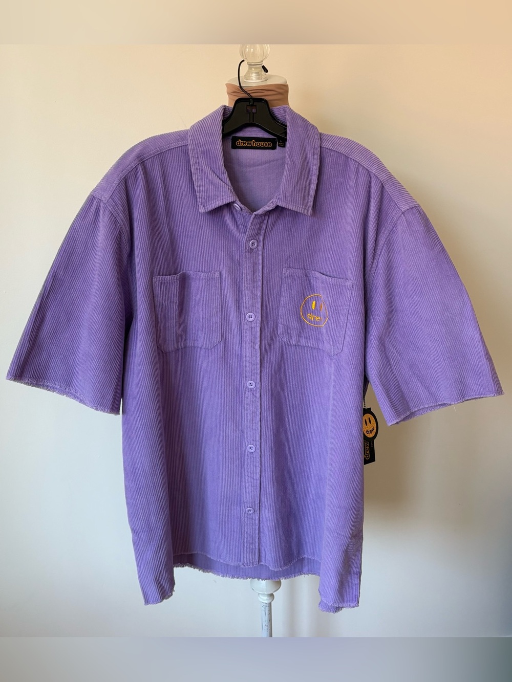 Drew House Corduroy SS Lavender Purple Short Sleeve Button Down Shirt NWT Size L